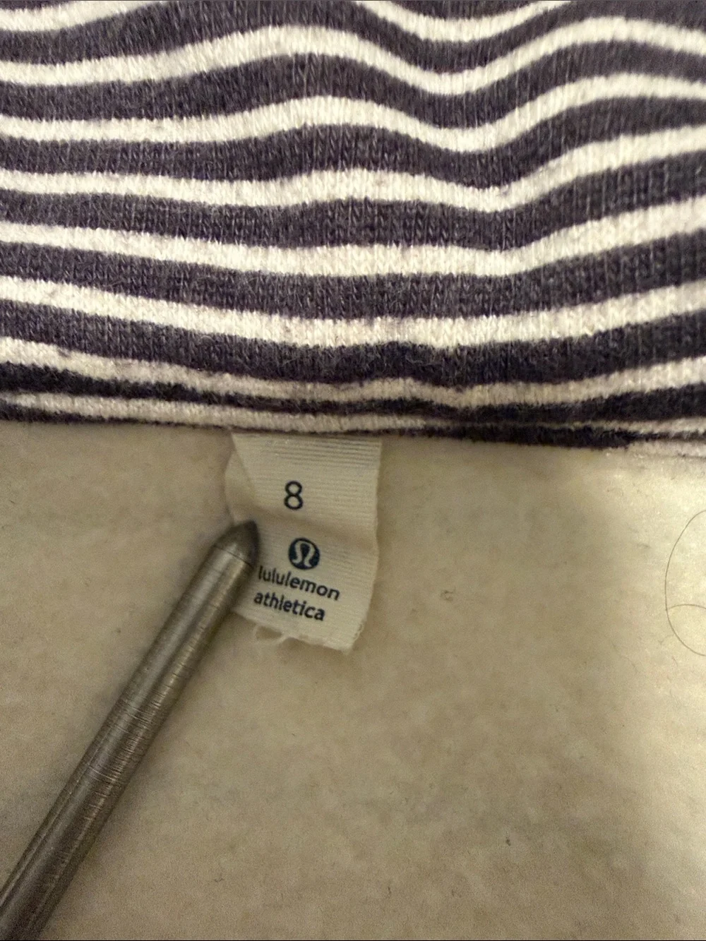 lululemon athletica Cream and Navy Striped Full‑Zip Bomber Hoodie